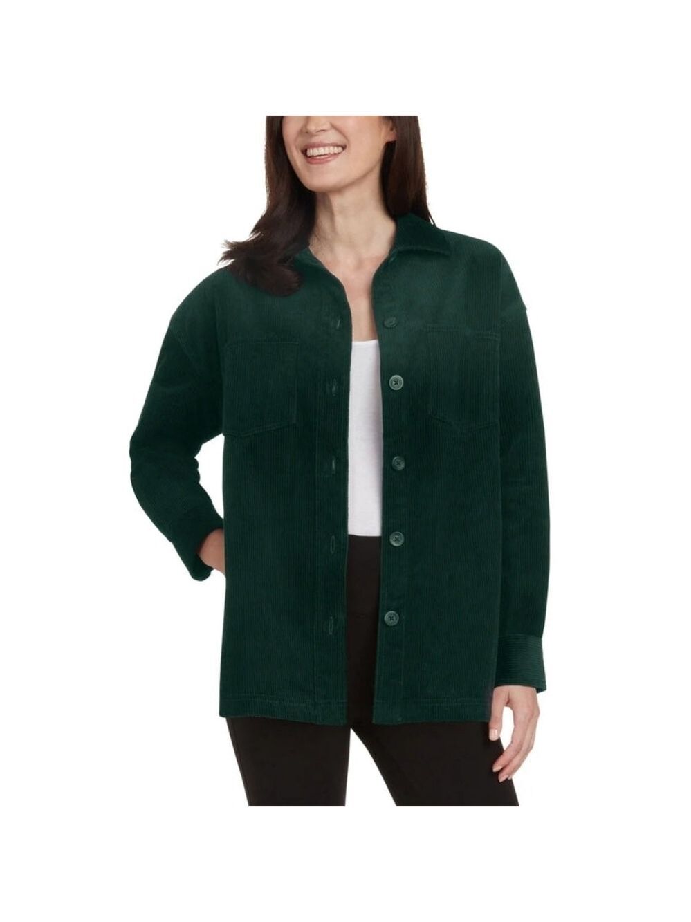 L • Matty M • Emerald Green Corduroy Flannel Shirt Jacket